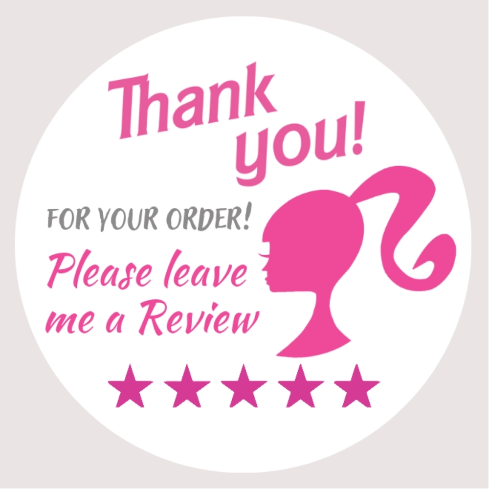 60 Barbie Thank you Stickers cards